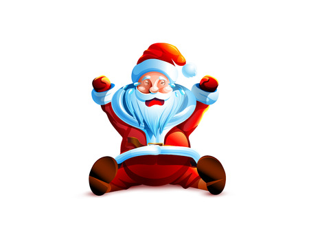 Stock vector illustration isolated character santa claus sits crying tears upset sobbing distraught sticker emoji happy new year merry christmas mascot design element white backgroundのイラスト素材