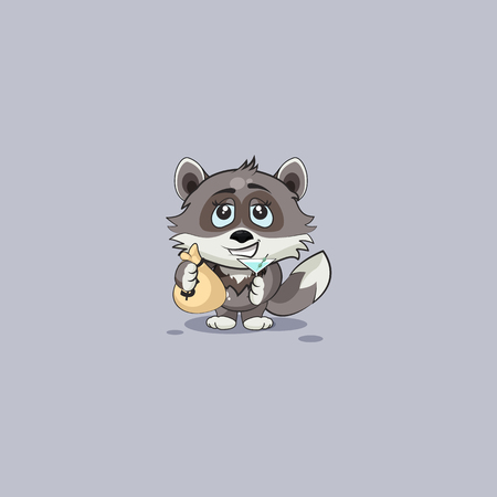 Vector Stock Illustration isolated Emoji character cartoon wolf cub pup sticker emoticon with bag of money and glass martini celebrates happy profits dollars earnings income salary infographic video.のイラスト素材