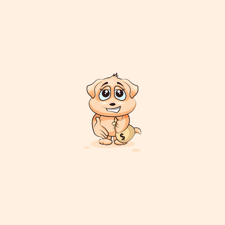 Vector Stock Illustration isolated Emoji character cartoon wealth riches businessman dog cub puppy pup sticker emoticon extend hand offer business deal cooperation money profit dollar earning income.のイラスト素材