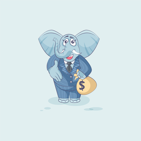 Vector Stock Illustration isolated Emoji character cartoon wealth riches businessman elephant sticker emoticon extend hand to offer business deal cooperation for money profit dollar earning income.のイラスト素材