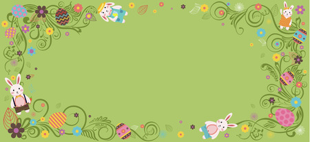 Happy Easter green backgroundのイラスト素材