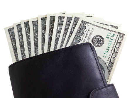 wallet with dollars isolated on white