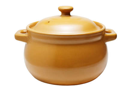 Ceramic pot isolated on white backgroundの写真素材