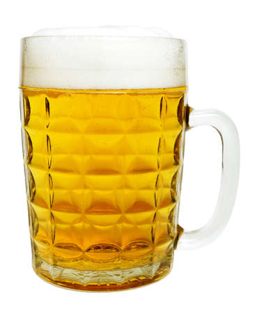 mug of beer isolated on whiteの写真素材