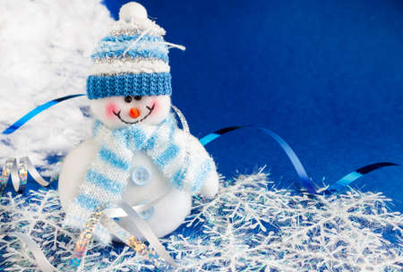 Christmas decorations on a blue の写真素材