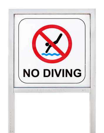 No diving sign isolated on whiteの写真素材