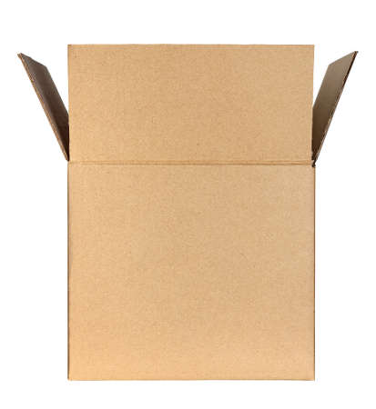 Opened cardboard box isolated on white