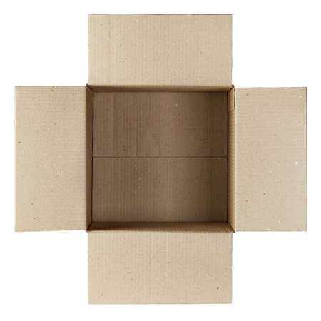 Top view of empty cardboard box isolated on white