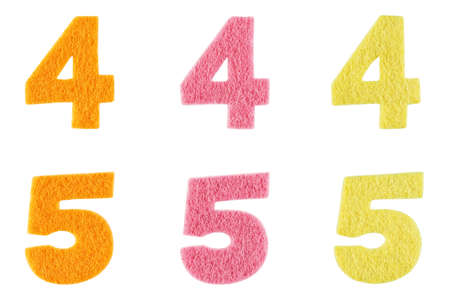 Numbers made from felt isolated on whiteの写真素材