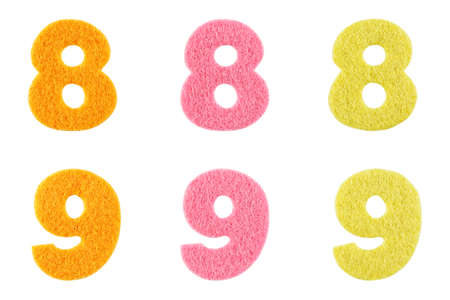 Numbers made of felt isolated on white
