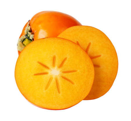 Persimmon fruit isolated on whiteの写真素材