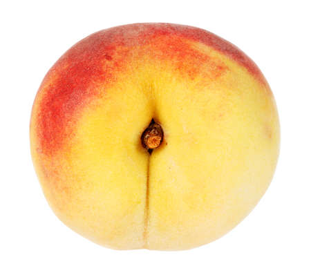 Ripe peach isolated on whiteの写真素材