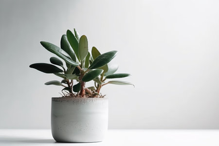 Ficus in a pot on a white background. Copy space.の素材