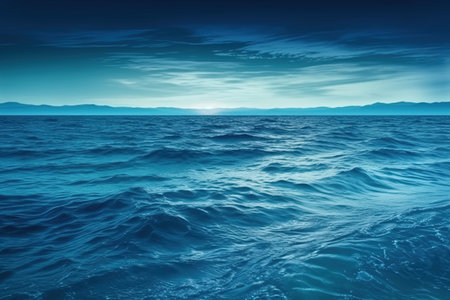 Blue sea and blue sky. Nature composition. 3D rendering.の素材