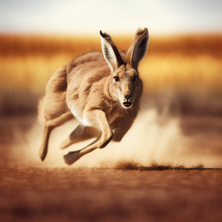 3d rendering of a wild hare running in the field.の素材