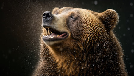 3D rendering of a big black panther running in dust on yellow backgroundの素材