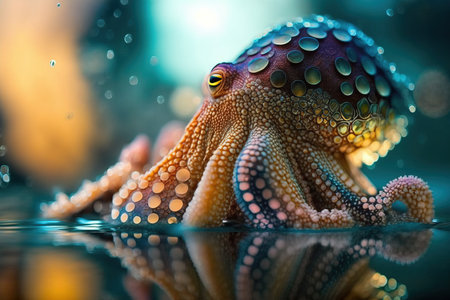 Octopus in the water. Close-up. Selective focus.の素材