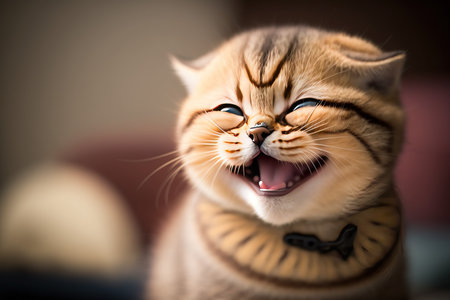 Close up of cute british shorthair cat with funny expressionの素材