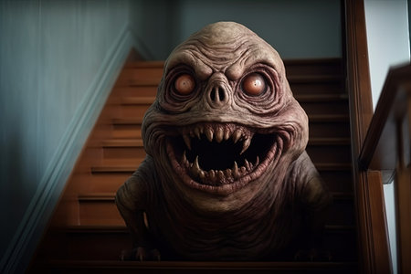 Creepy monster in the halloween room. Halloween concept.の素材