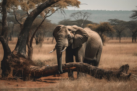 Elephant in the savannah of Okavango Delta, Botswanaの素材