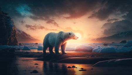 Polar bear (Ursus maritimus) on the pack ice, north of Greenlandの素材