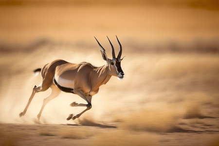 Male Impala (Aepyceros melampus) running in the desertの素材