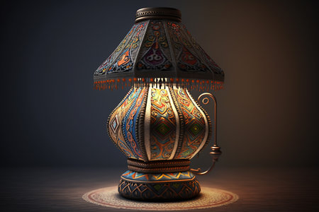 3d illustration of an oriental lamp with arabic patternの素材