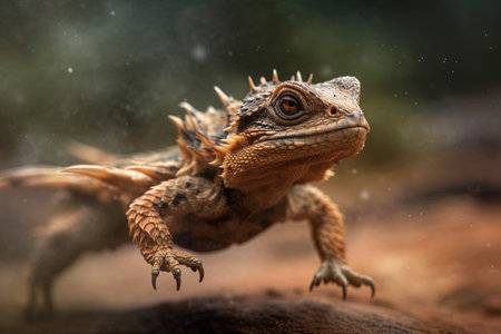 Close-up of a bearded dragon (Pogona vitticeps)の素材