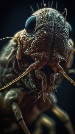 Macro image of a bug, 3d rendering. Computer digital drawing.の素材