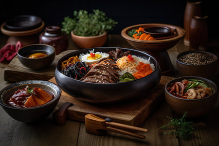 Bibimbap, Korean traditional food. Bibimbapの素材