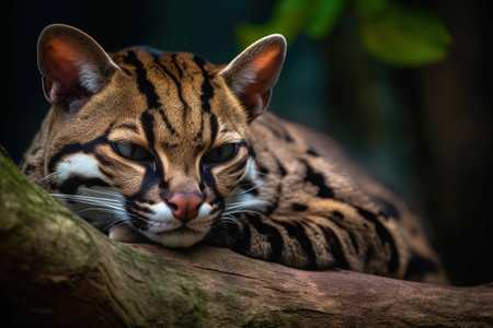 Portrait of leopard cat in the zoo. Wildlife scene from nature.の素材