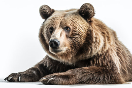 Brown bear isolated on white background. Studio shot. Animal portrait.の素材