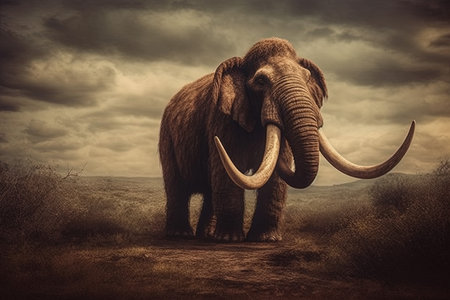 Elephant in the desert. 3d illustration. Toned.の素材