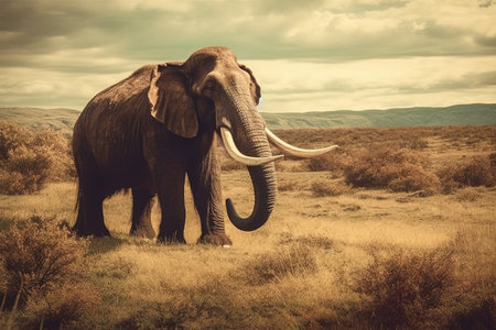 Elephant in National Park of Kenya, Africa. Sepia toneの素材