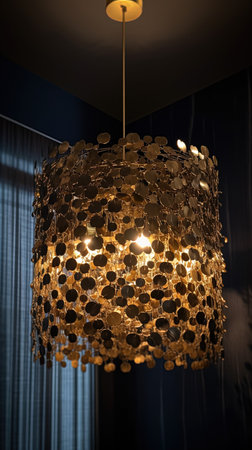 Chandelier in the interior of the room with a dark backgroundの素材