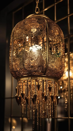 Luxury chandelier in the interior of the store.の素材