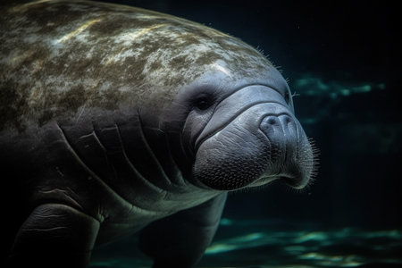 Portrait of a walrus in the water. Animal theme.の素材