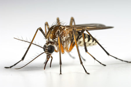 Mosquito isolated on white background. Close up of a mosquito.の素材