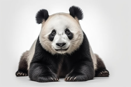 Portrait of Giant Panda isolated on white background. Studio shot.の素材