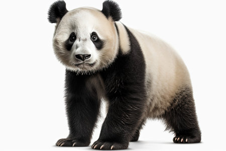 Portrait of a giant panda in front of a white backgroundの素材