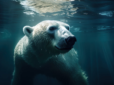Polar bear swimming in the water. Polar bear (Ursus maritimus)の素材