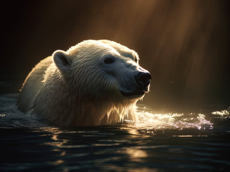 Polar bear (Ursus maritimus) in the waterの素材