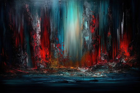 abstract scene with blue and red lights and smoke on black backgroundの素材