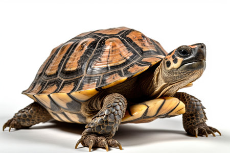 African spurred tortoise (Geochelone sulcata) isolated on white backgroundの素材
