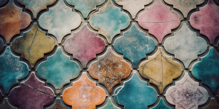 Colorful ceramic wall tiles in morocco style. Abstract background.の素材