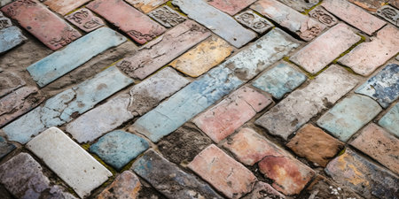 Colorful brick wall texture background with copy space for text or imageの素材
