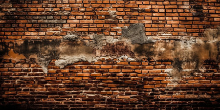 Old brick wall with peeling paint. Texture of old brick wallの素材