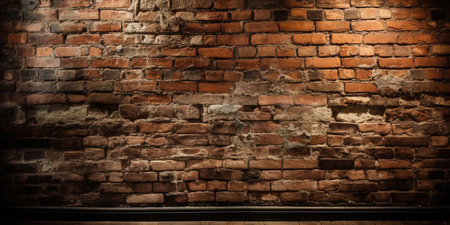 Old red brick wall with light and shadow, grunge background.の素材