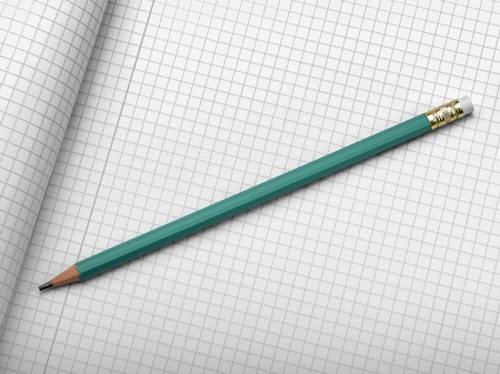 Drafting paper or graph paper with pencilの写真素材