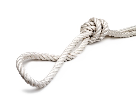 The knot in a rope on white backgroundの写真素材